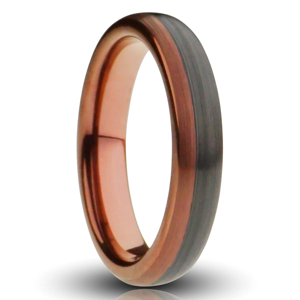 The Espresso Tungsten Ring, Black Brown Brushed Finish - 4MM