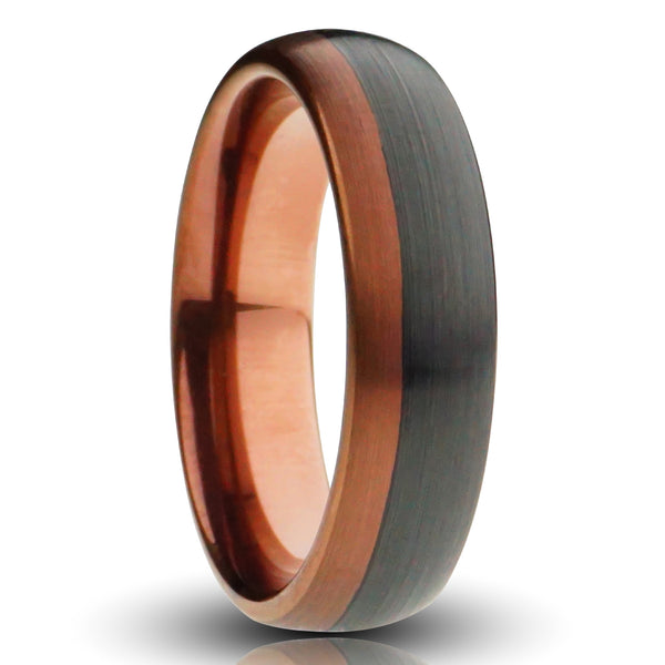 The Espresso Tungsten Ring, Black Brown Brushed Finish - 6MM
