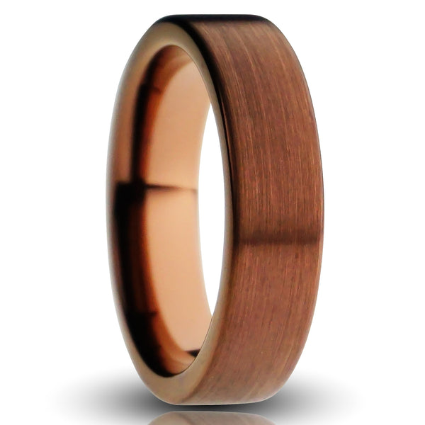 Brown Tungsten Ring, Flat - 6MM