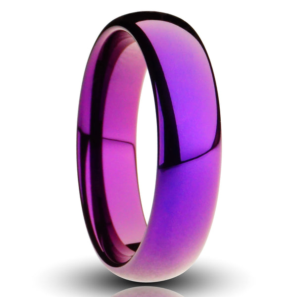 Purple Tungsten Ring, Polished Finish - 6MM