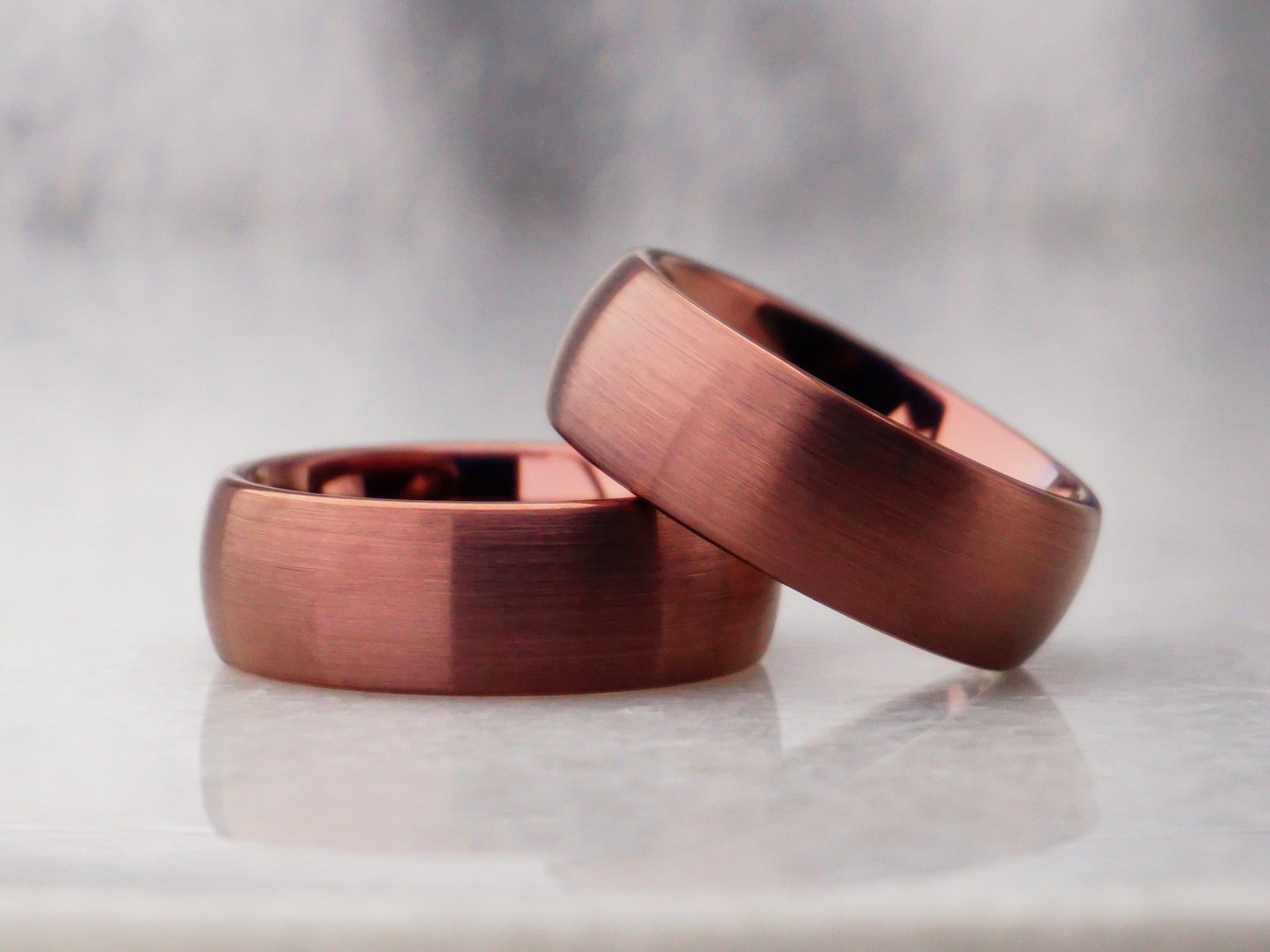 8mm brown brushed ring, coffee matte brown tungsten ring, modern mens wedding ring