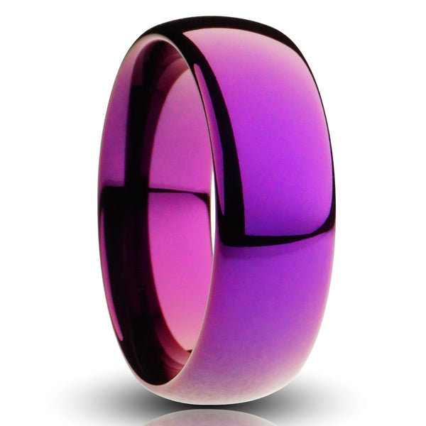 Purple Tungsten Ring, Polished Finish - 8MM