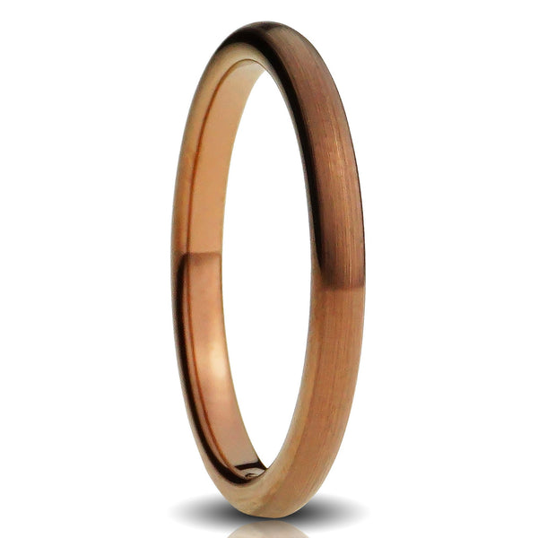 Brown Tungsten Ring, Brushed Finish - 2MM