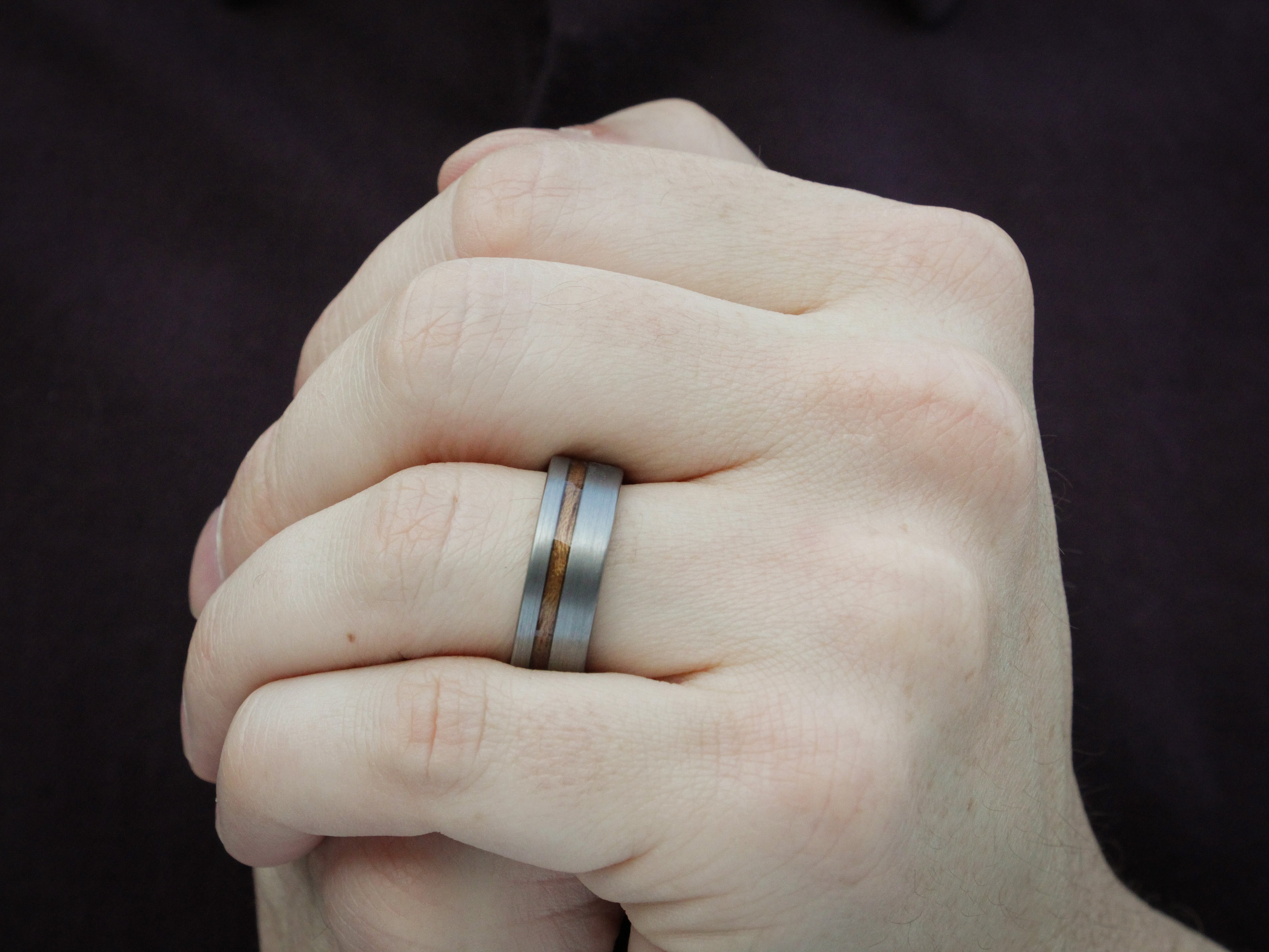The Redwood Ring, Silver Brushed Tungsten and Genuine Sequoia Inlay - 8MM