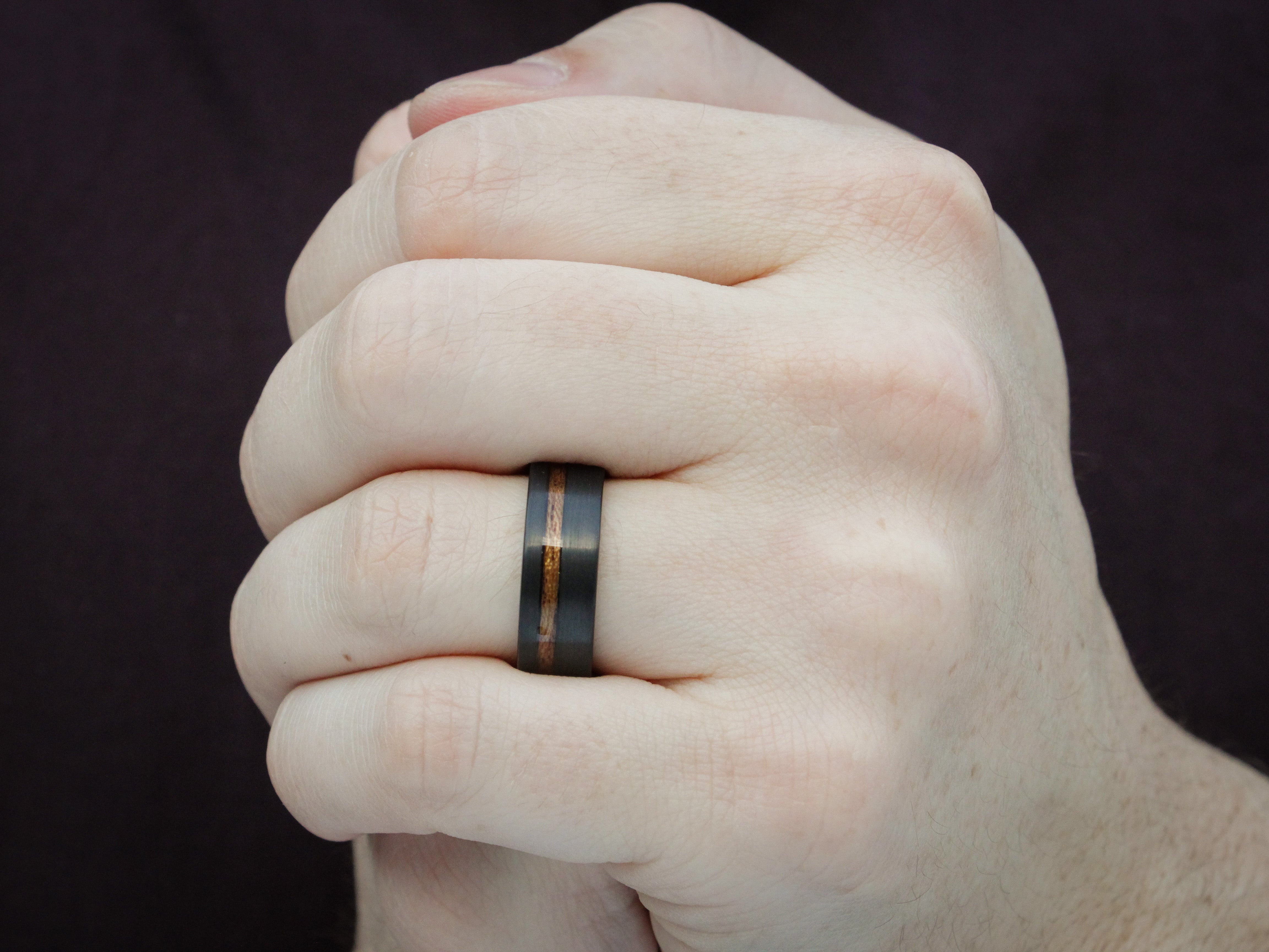 The Redwood Ring, Black Brushed Tungsten and Genuine Sequoia Inlay - 8MM