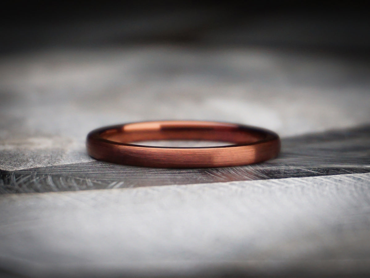 Brown Tungsten Ring, Brushed Finish 2MM – Redwood Rings