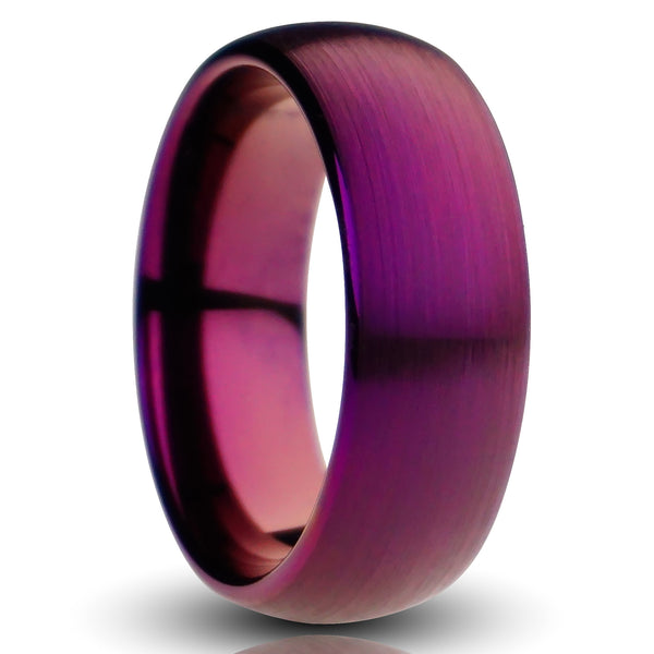 Purple Tungsten Ring, Brushed Finish - 8MM