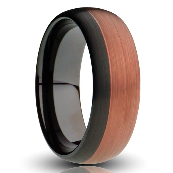 The Cappuccino Tungsten Ring, Brown Black Brushed Finish - 8MM