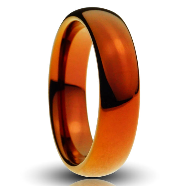 Orange Tungsten Ring, Polished Finish - 6MM