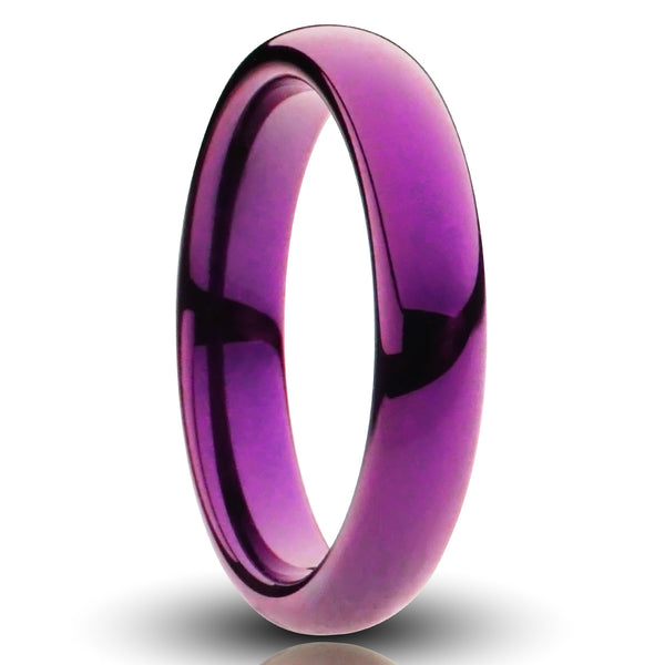 Purple Tungsten Ring, Polished Finish - 4MM