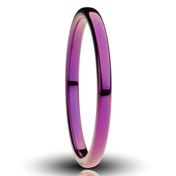 Purple Tungsten Ring, Polished Finish - 2MM