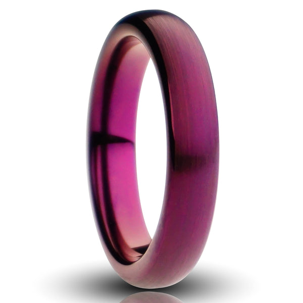 Purple Tungsten Ring, Brushed Finish - 4MM