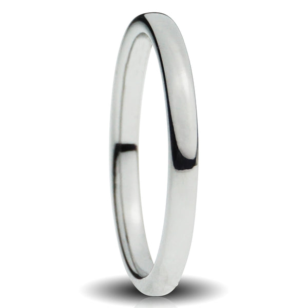 2mm silver tungsten ring, minimalist small polished band, natural grey tungsten stackable ring