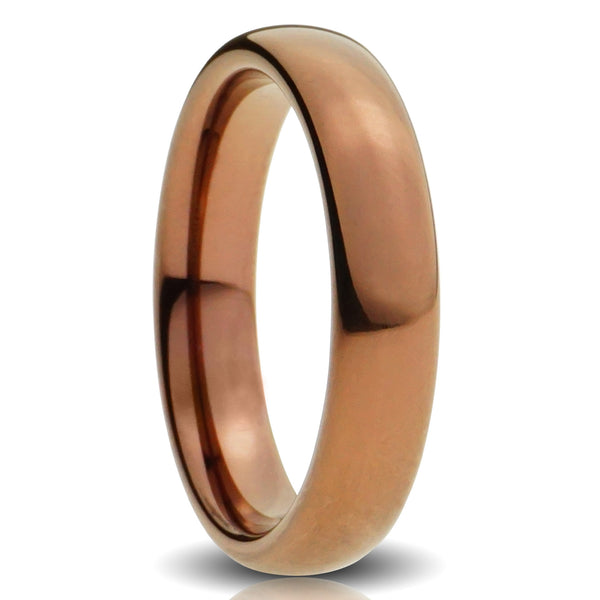 Brown Tungsten ring 4mm polished coffee chocolate espresso comfort fit mens wedding band