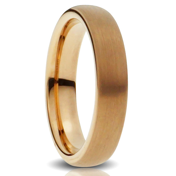 Rose Gold Tungsten ring 4mm brushed comfort fit mens wedding band