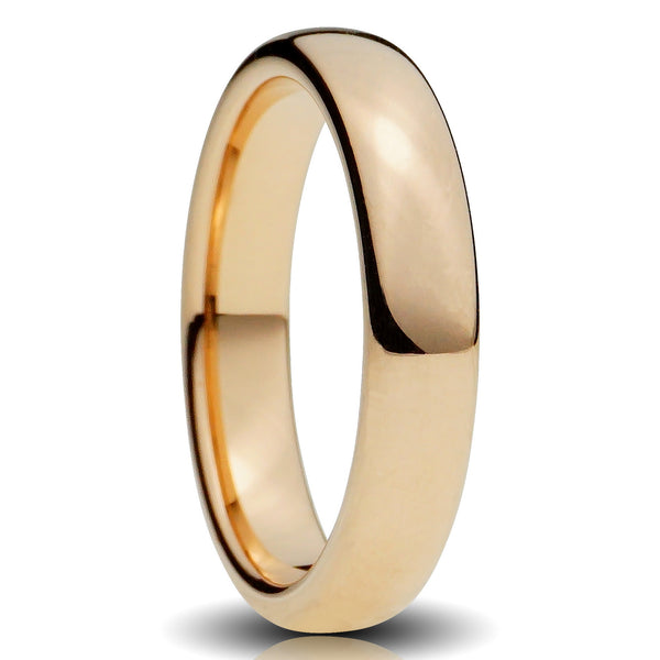 Rose Gold Tungsten ring 4mm polished comfort fit mens wedding band  cut out photo