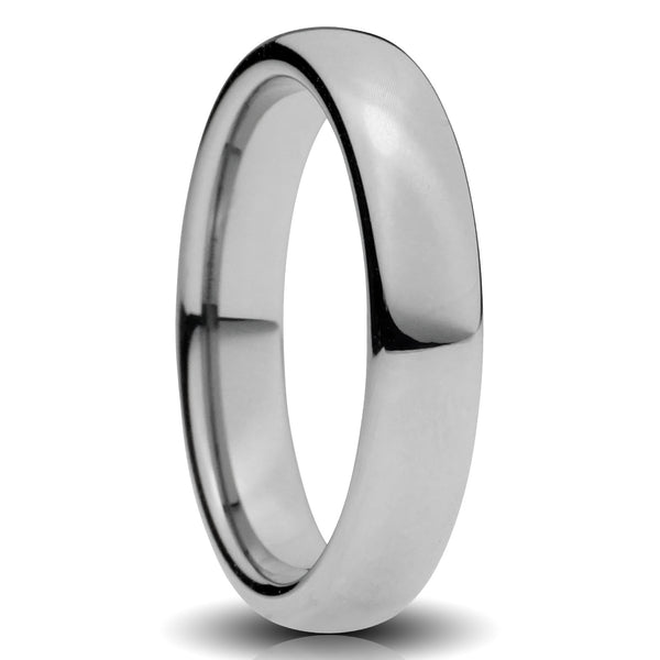 Silver Tungsten ring 4mm mirror polish comfort fit mens wedding band cut out photo