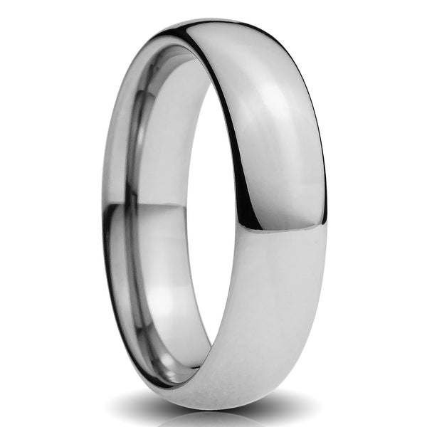 Silver Tungsten ring 6mm mirror polish comfort fit mens wedding band cut out photo