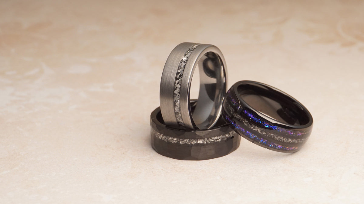 Inlay Set Rings Meteorite Inlay Rings – Redwood Rings