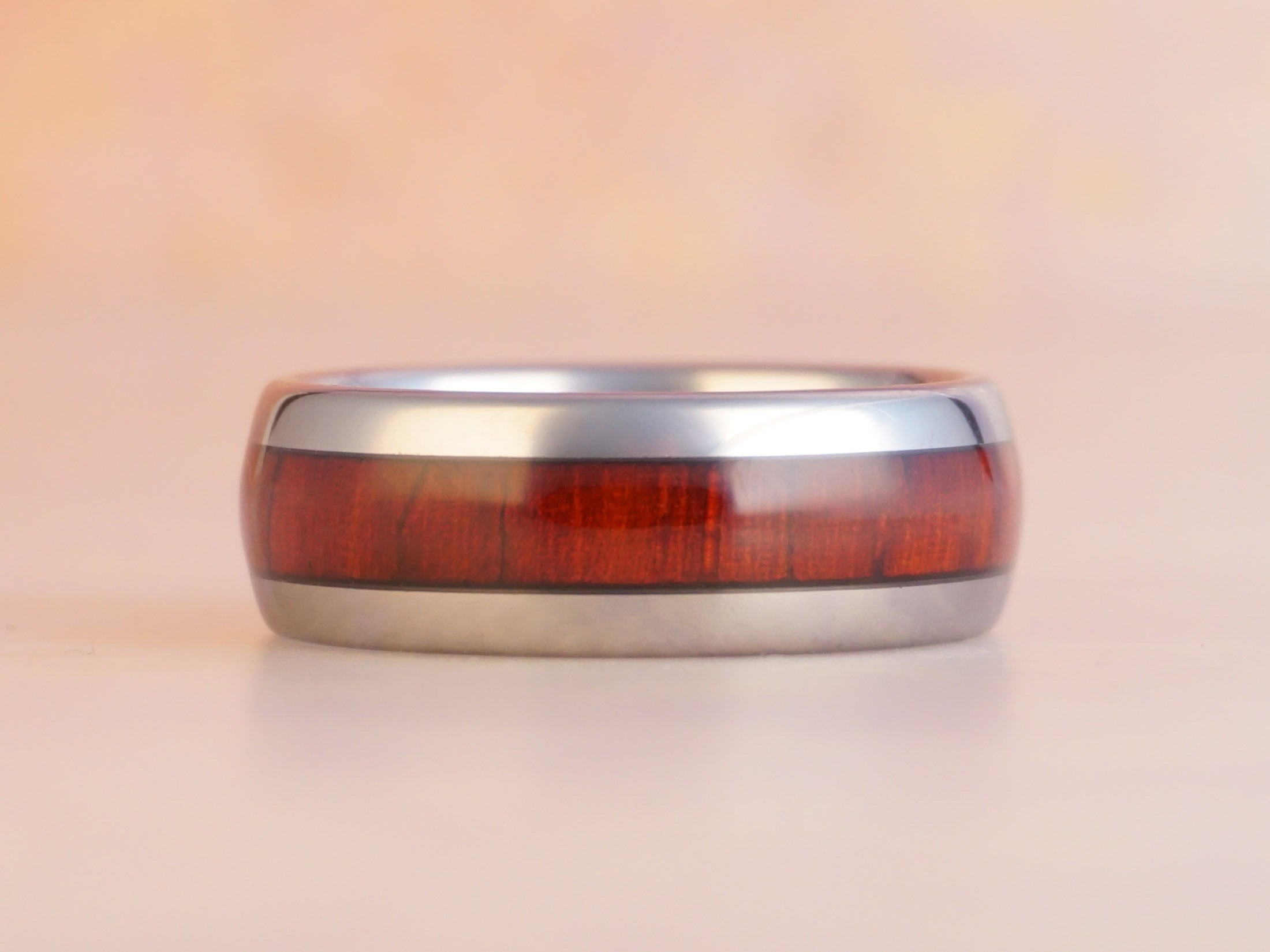 Redwood Tungsten Ring, Polished Silver - 8MM