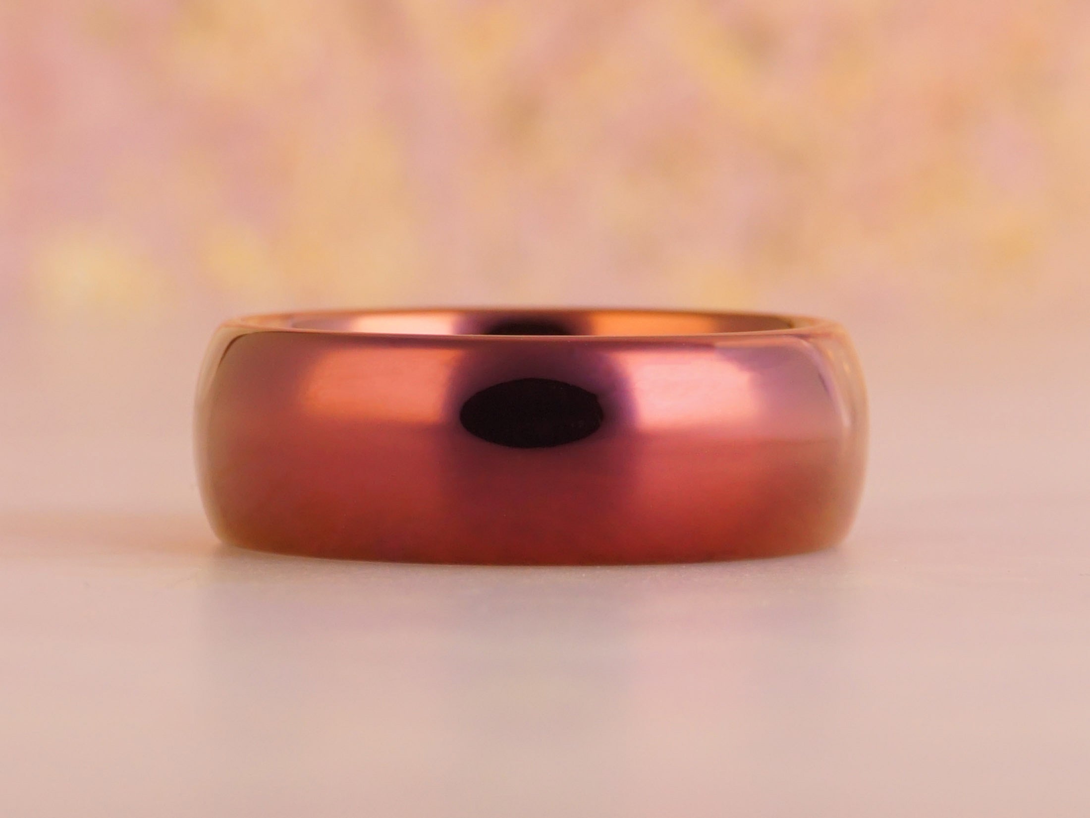 Red Orange Tungsten Ring, Polished Finish - 8MM