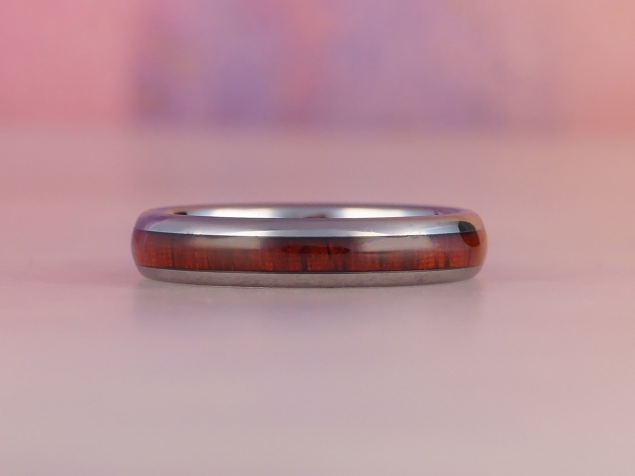 Redwood Tungsten Ring, Polished Silver - 4MM