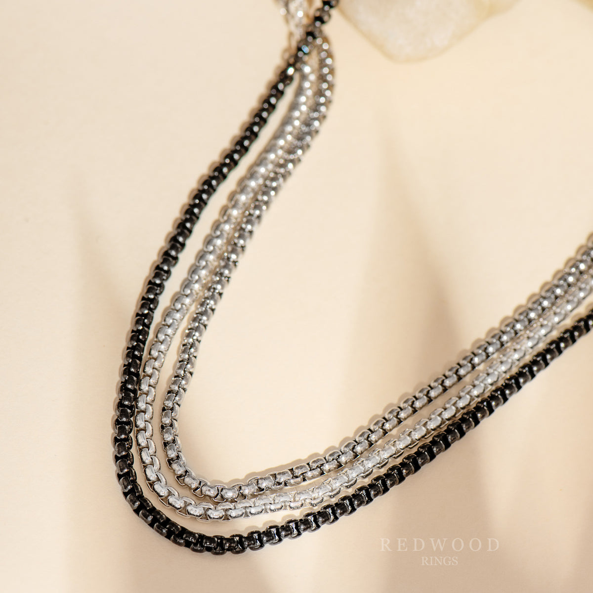 Ring Chain Necklace - 3mm Box Chain – Redwood Rings