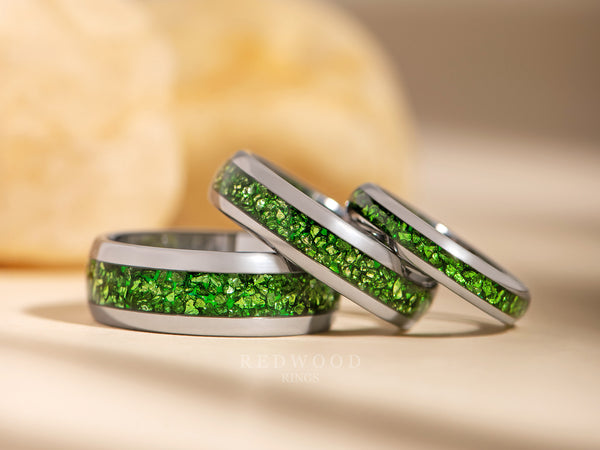 4MM 6MM 8MM Multi Listing Silver Emerald Ring Product Photo