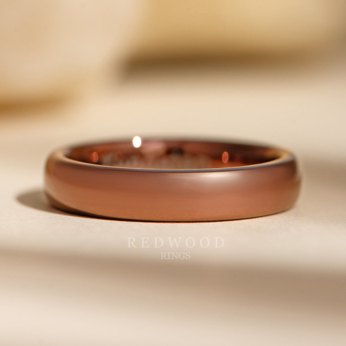 Brown Tungsten Ring, Polished - 4MM – Redwood Rings