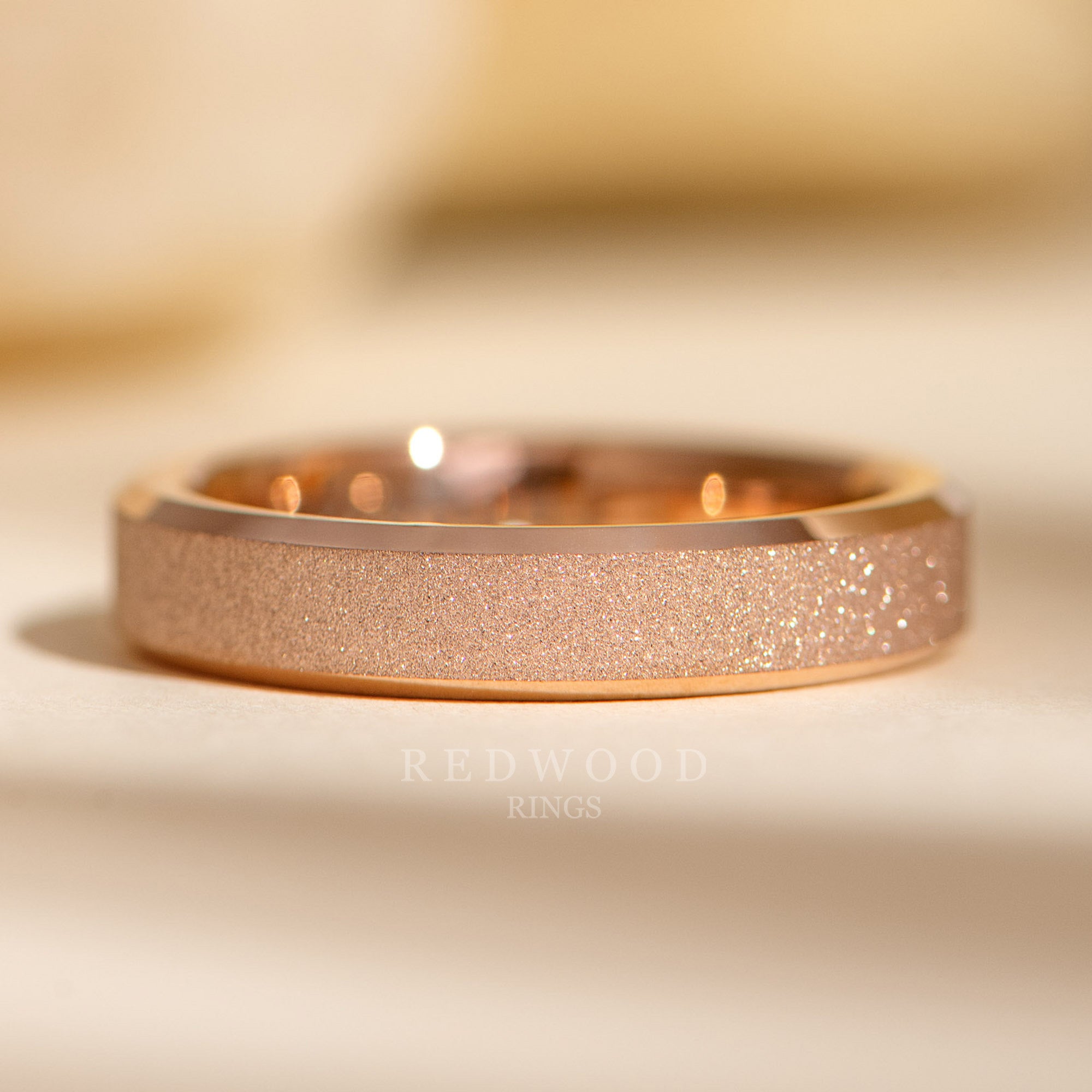 4mm rose gold sandblasted ring, women tungsten ring