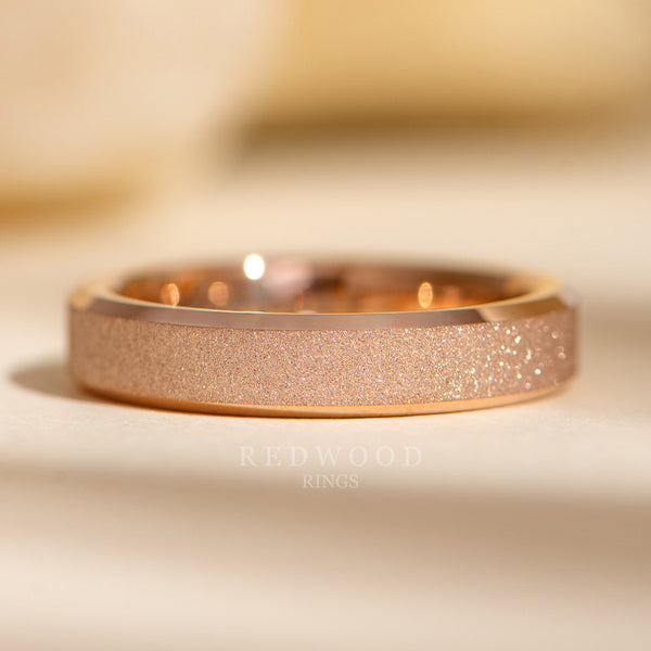 4mm rose gold sandblasted ring, women tungsten ring