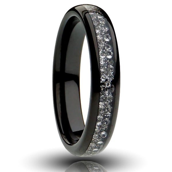 Black Tungsten Ring With Lab-Grown Diamond Inlay - 4MM