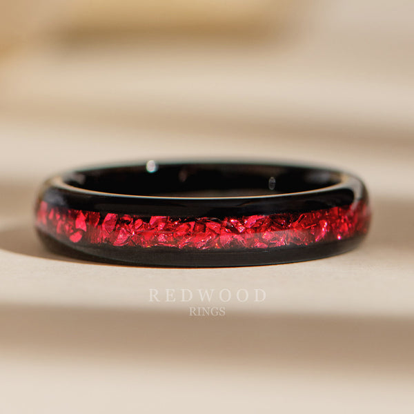 4mm black red garnet ring, luxury photo watermarked