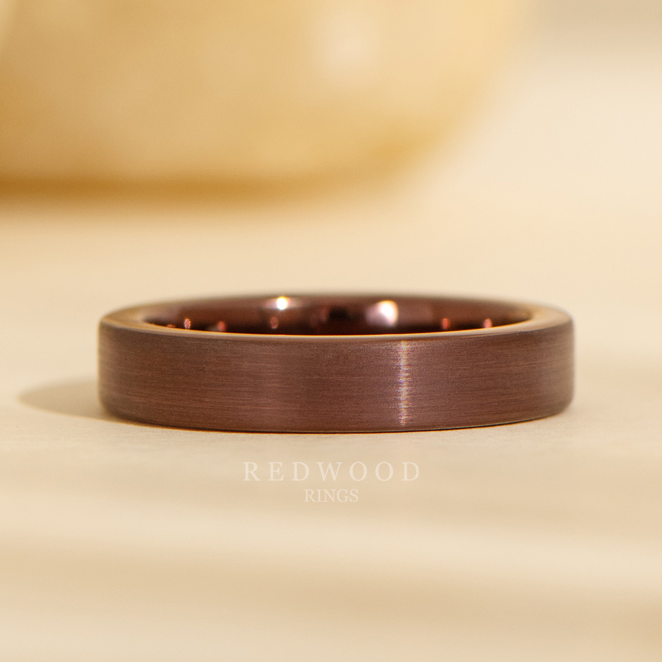 4mm brown plated tungsten ring, flat shape chocolate gold