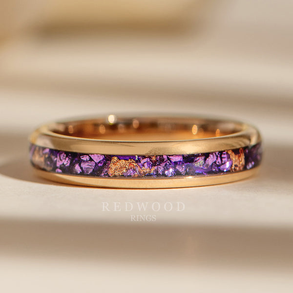 4mm rose gold leaf purple amethyst ring, luxury photo watermarked