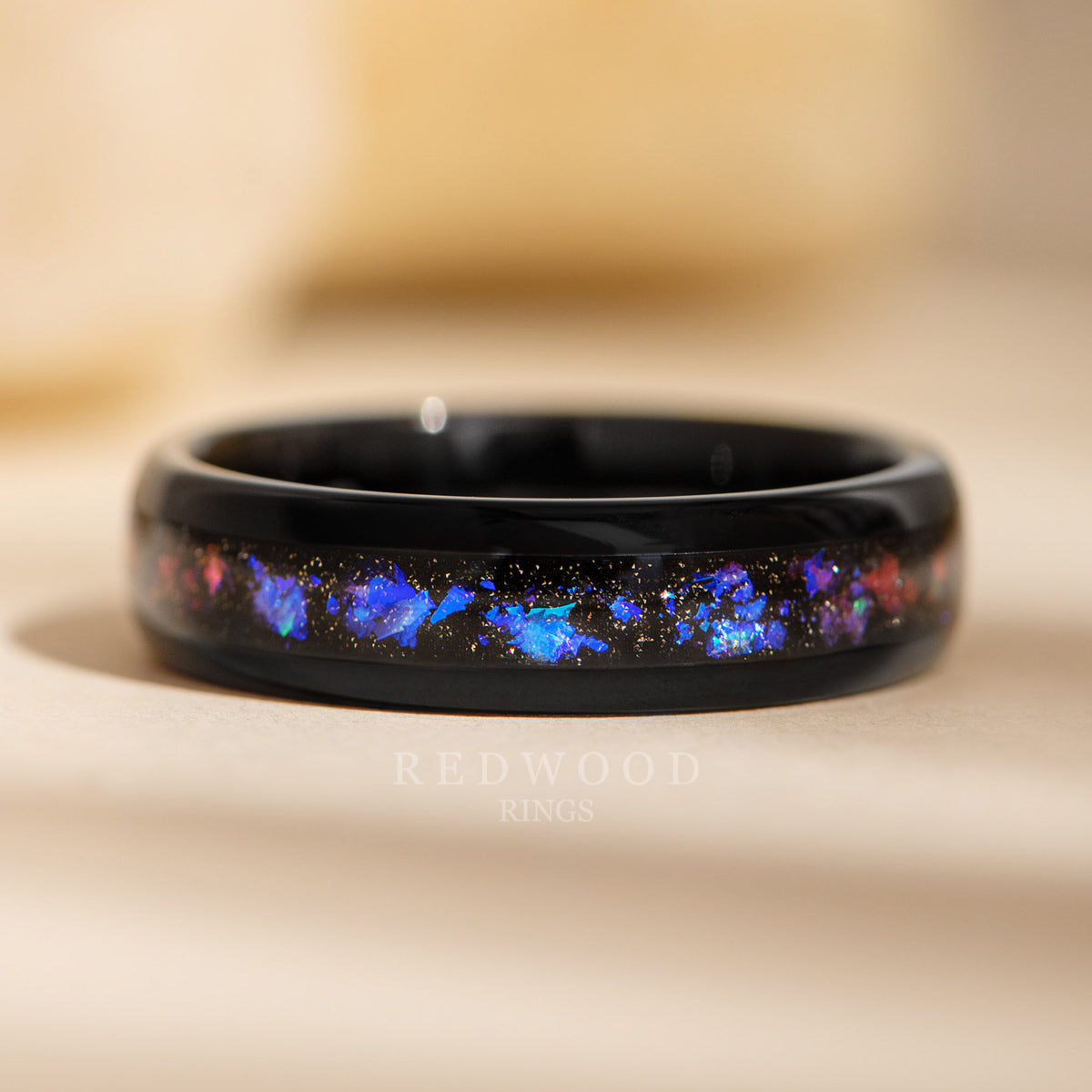 The Galaxy Tungsten Ring, Polished Black with Nebula inlay - 6MM ...