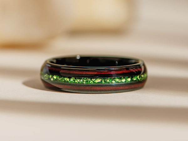 6mm black redwood emerald ring