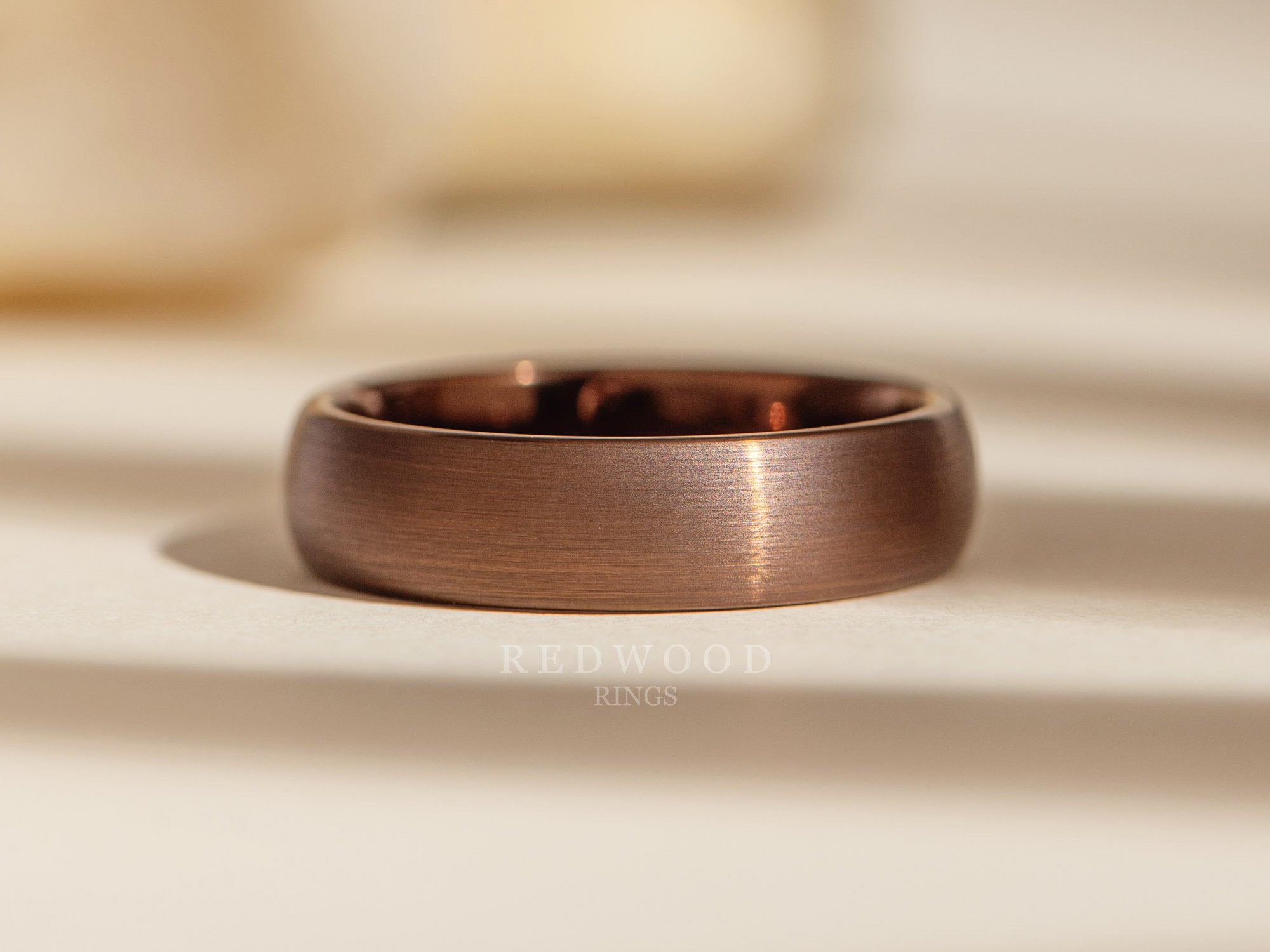 6mm brown brushed ring, luxury photo watermarked