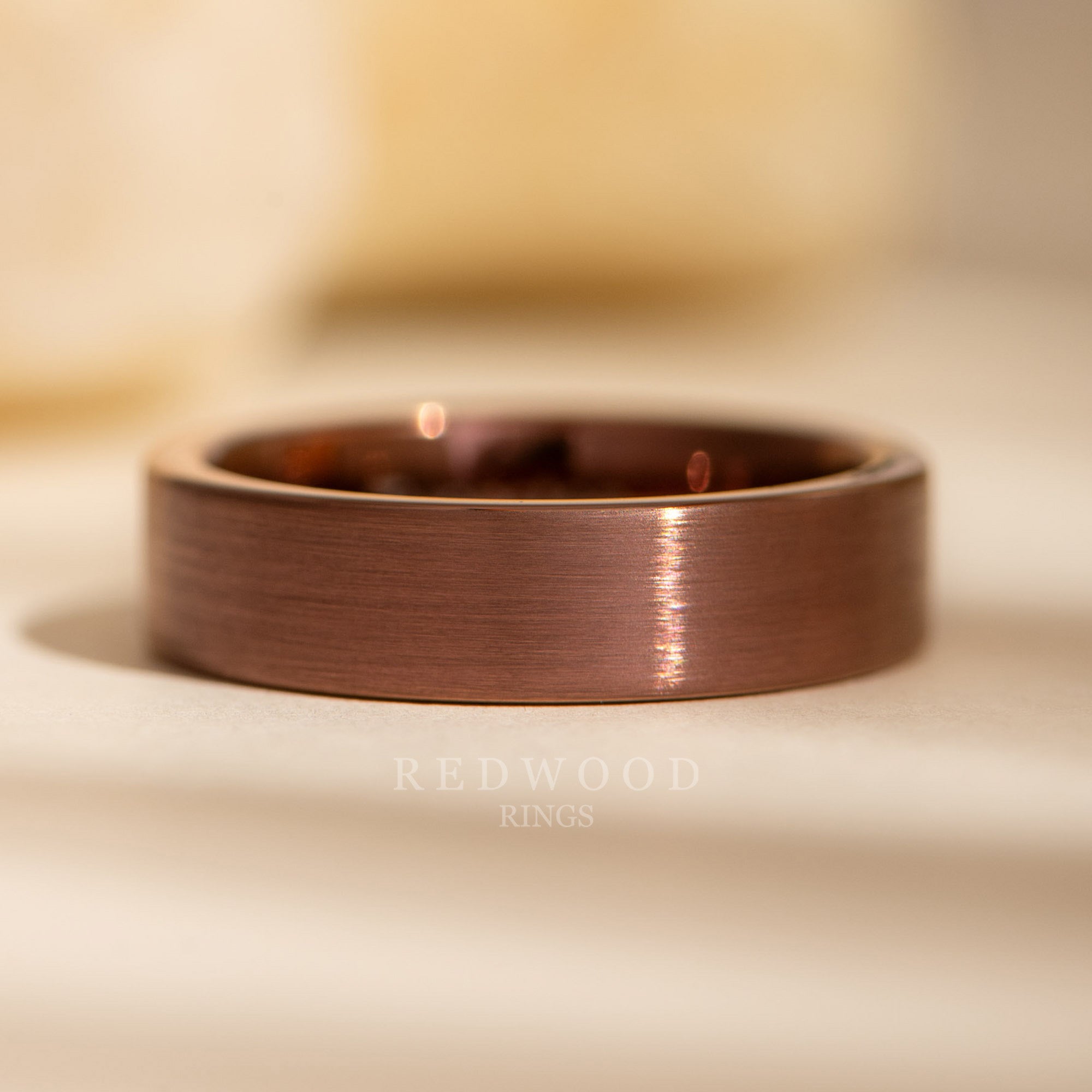 6mm brown tungsten ring, flat brushed finish, mens promise ring