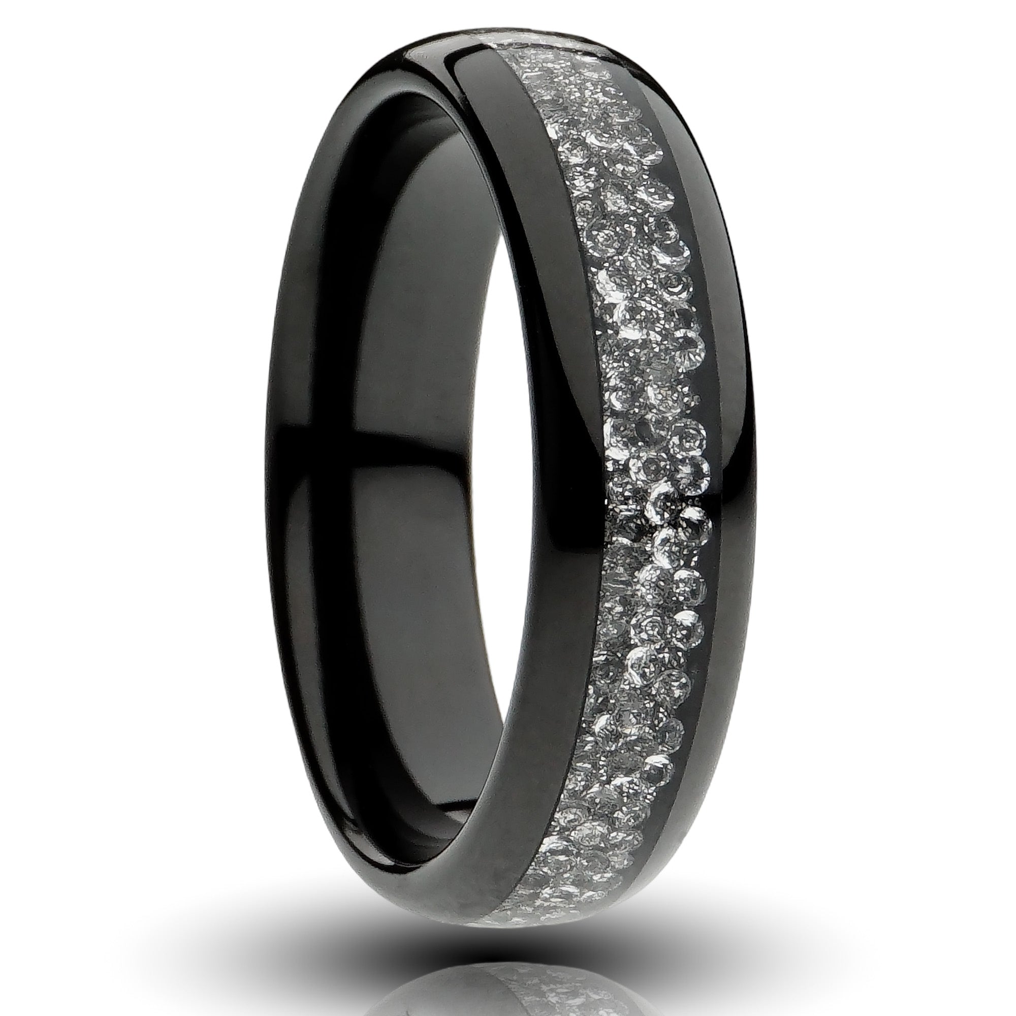 6mm black diamond tungsten ring white lab created diamond inlay black plate dtungsten comfort fit mens wedding band cutout