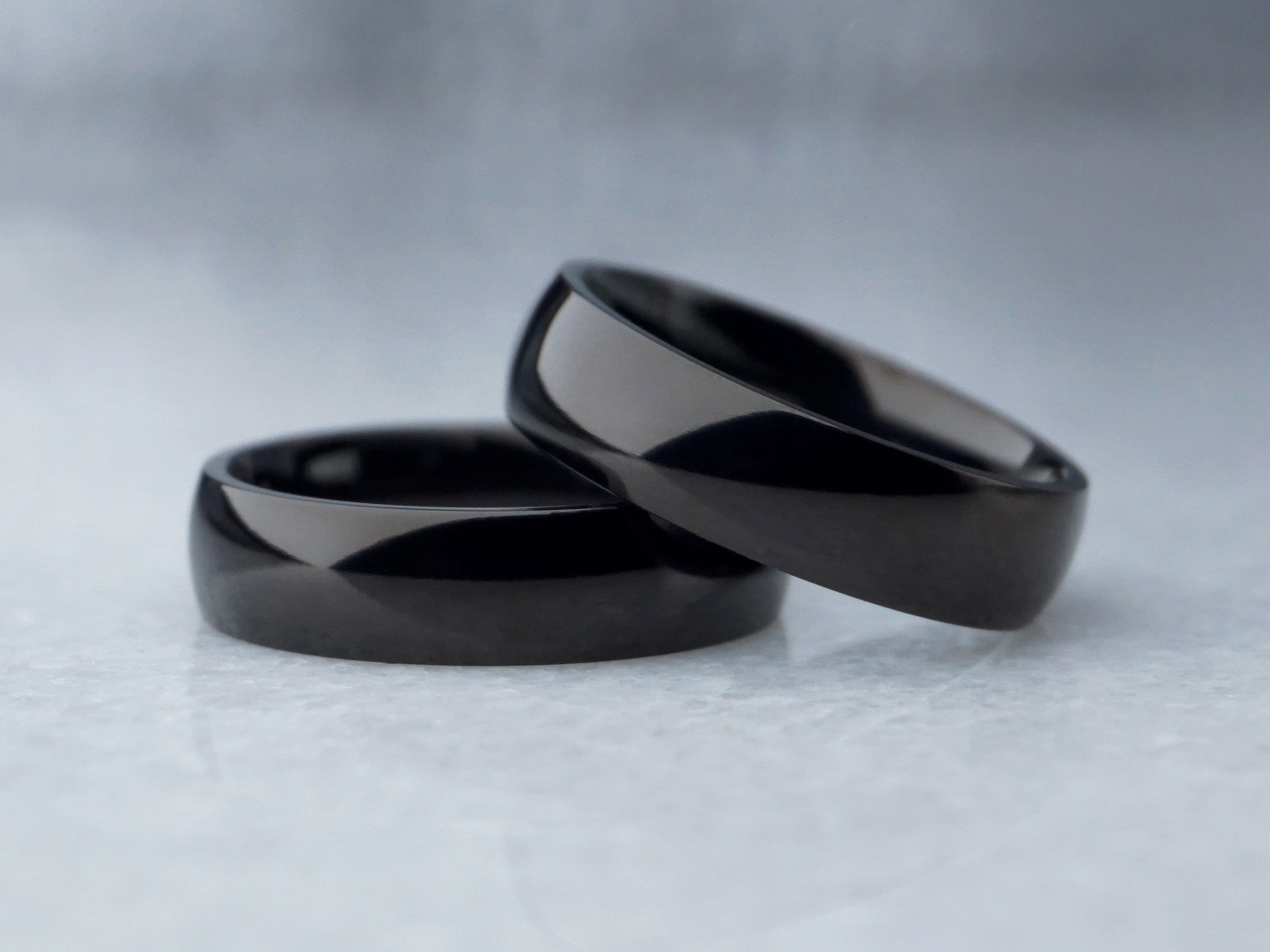 6mm black zirconium ring, polished modern mens wedding band, Zirc ZR ring