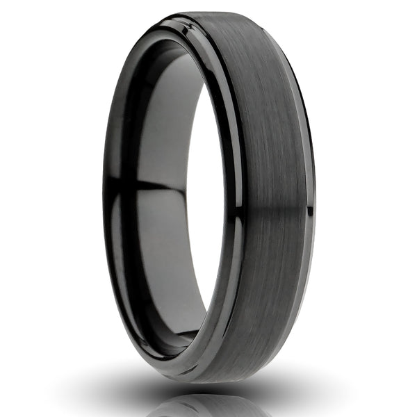 Black Tungsten Ring, Gentleman's Band - 6MM