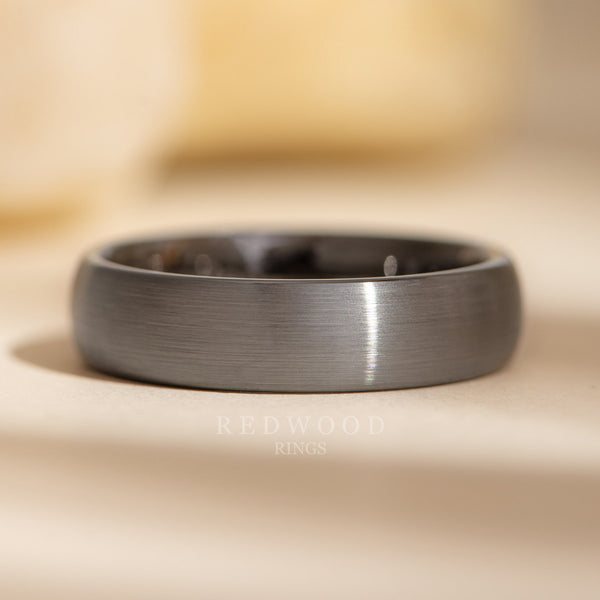 6mm gun metal ring, brushed finish, mens promise ring