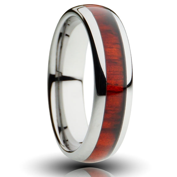 Redwood Tungsten Ring, Polished Silver - 6MM