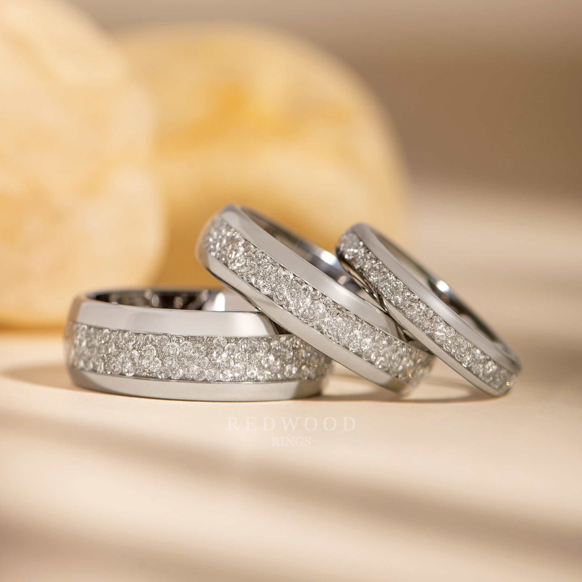 8MM 6MM 4MM Silver Diamond Ring Matching Product Photo