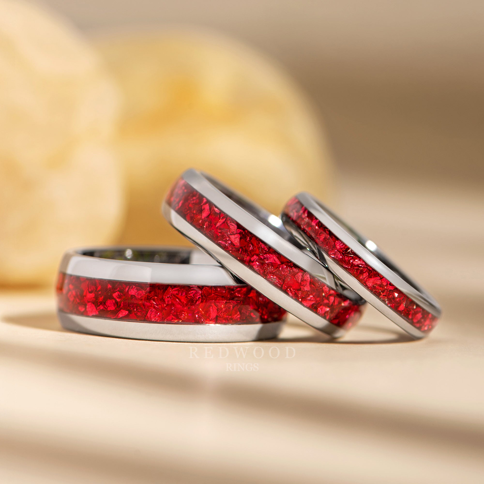 8MM 6MM 4MM Silverr Garnet Ring Matching Product Photo