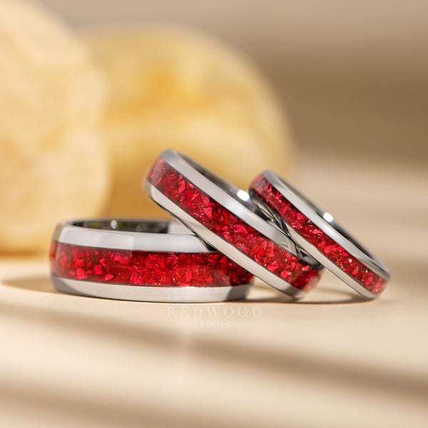 8MM 6MM 4MM Silverr Garnet Ring Matching Product Photo