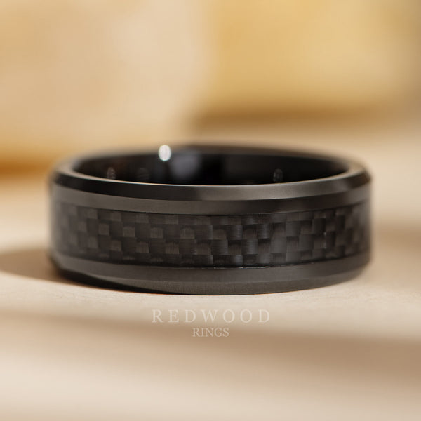 8mm black carbon fiber ring, mens promise ring