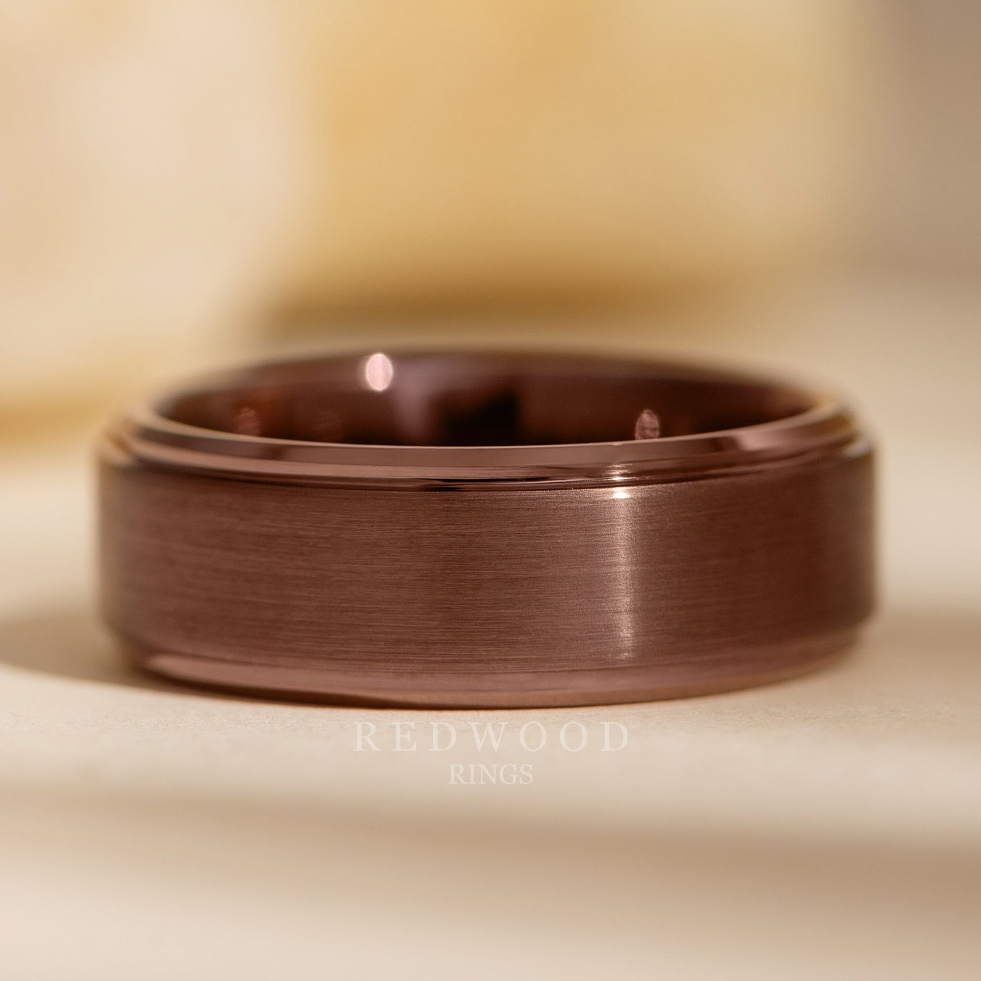 8mm brown ring, tungsten gentlemans band, mens engagement ring