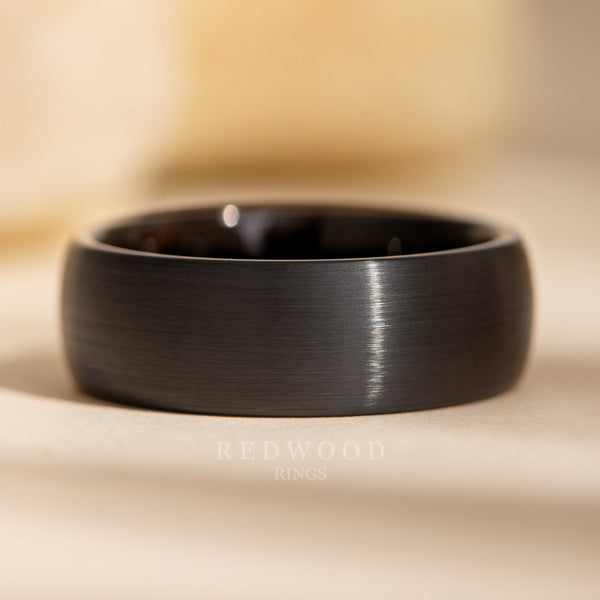 8mm brushed black ring, mens black tungsten ring